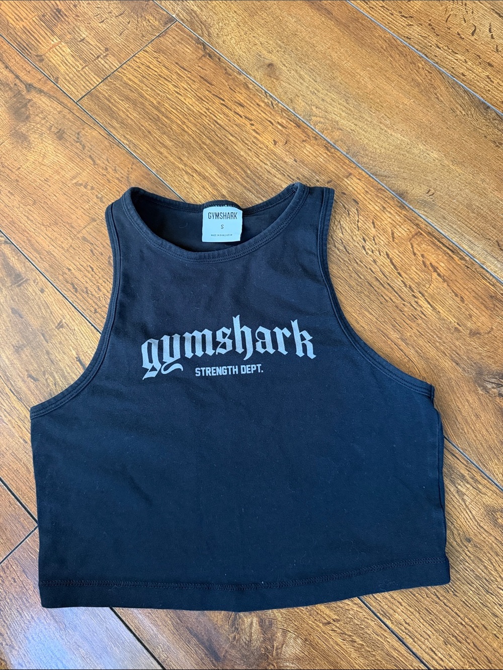 Gymshark Black Men’s Swim Crop Tank with Gray Logo